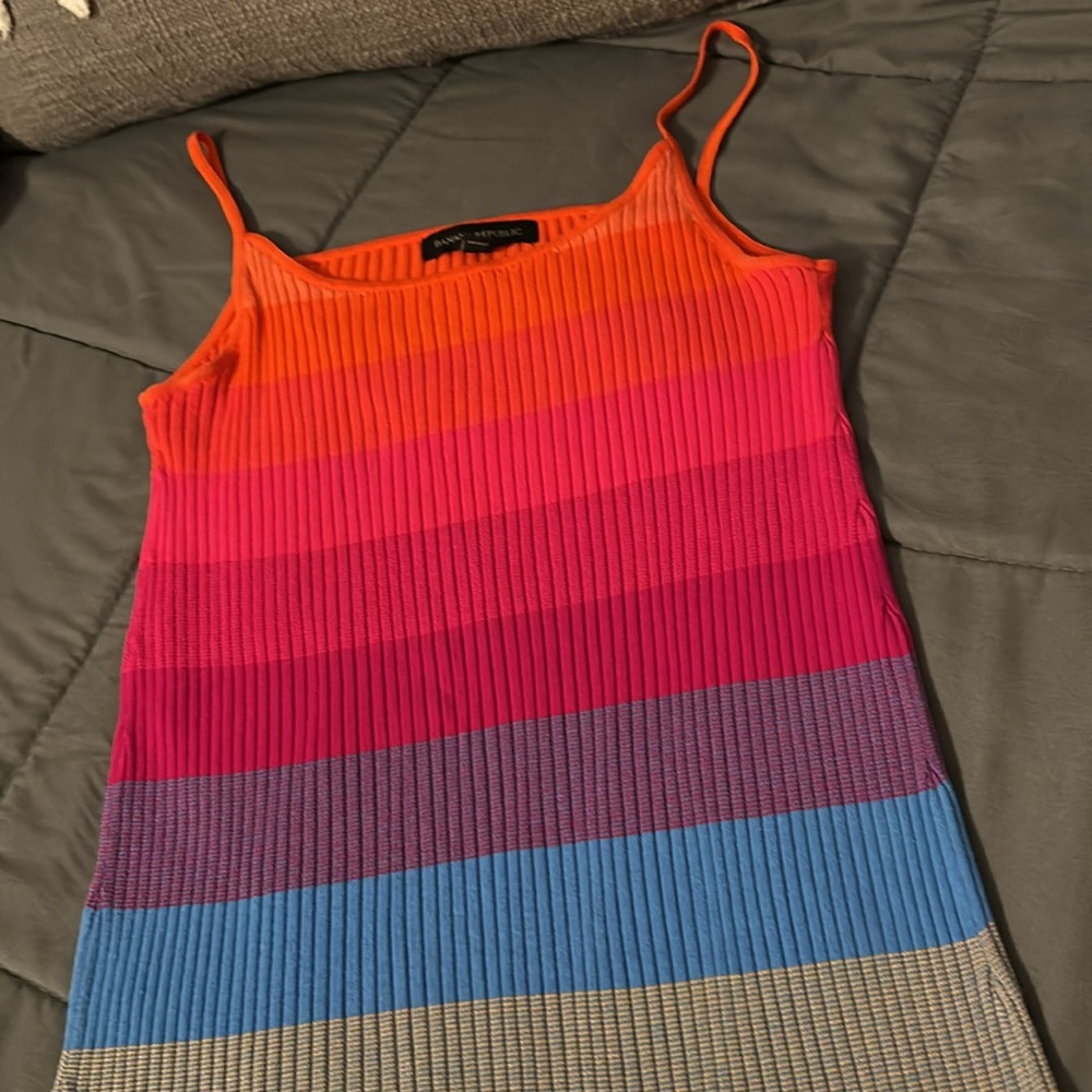 Banana Republic Limited Edition Rainbow Striped Maxi Midi Sweater Dress S NEW - Picture 4 of 6